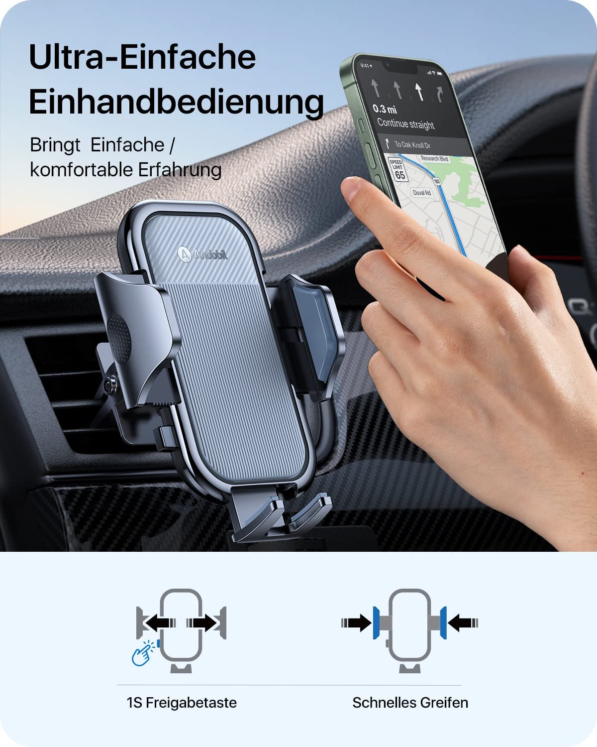 andobil Handyhalterung Auto Handyhalterung [ Sicherste & Ohne