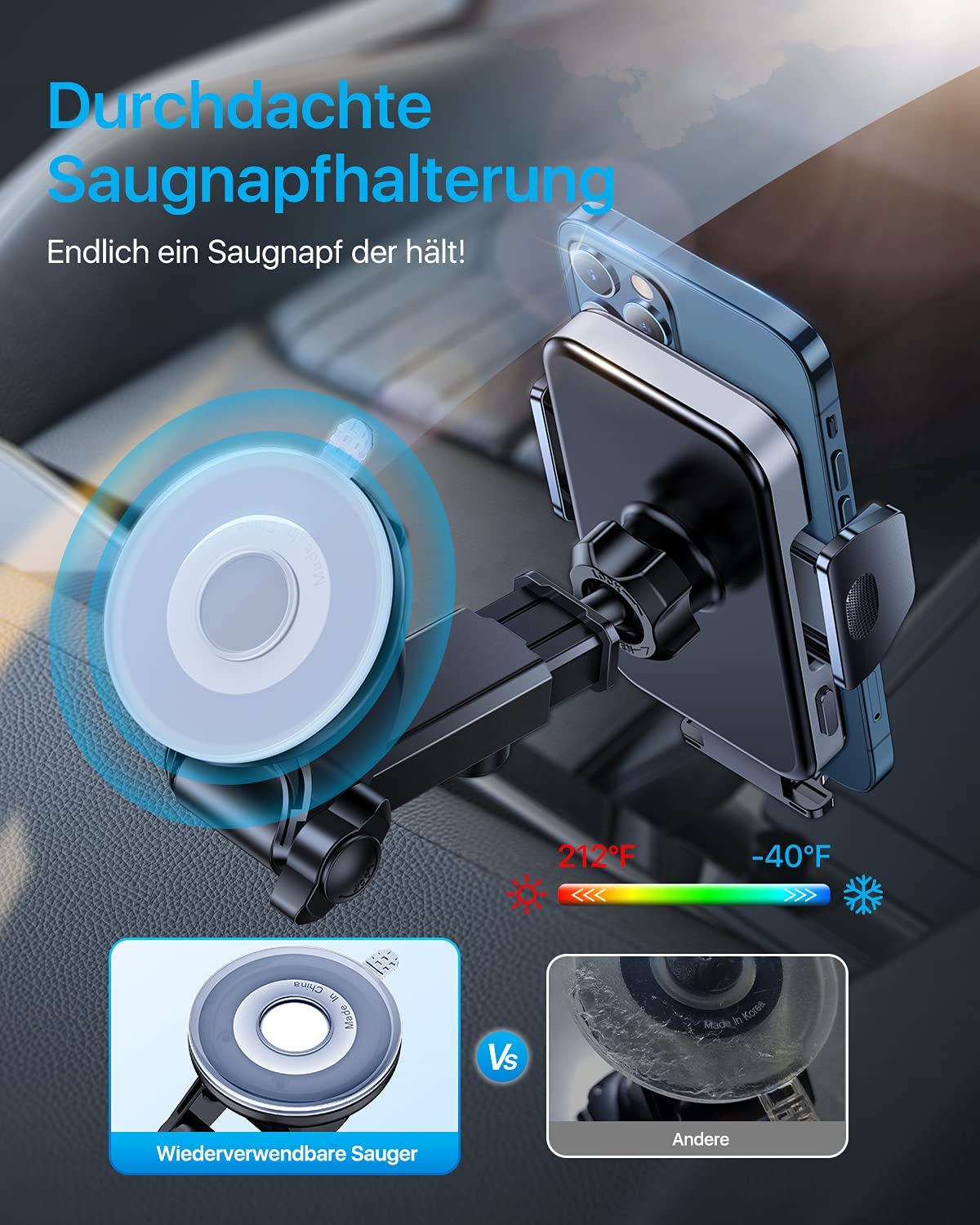 Aatrx Handyhalterung Auto Multifunktions-Saugnapf + Luftauslass  Handy-Halterung, (1-tlg)