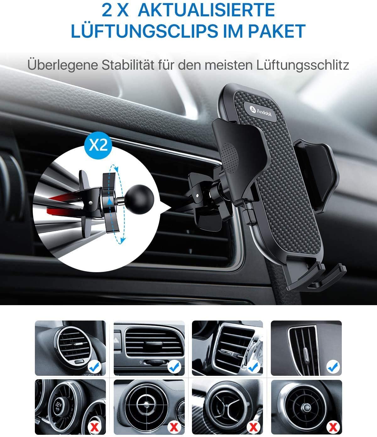 Produktbild von TEMKIN Handyhalterung Auto Fürs MG HS 2018-2023 360° Drehbar Spezieller KFZ- Handyhalterung Stabilere Telefonhalter Für IPhone Android Smartphone (4.0''-7.0