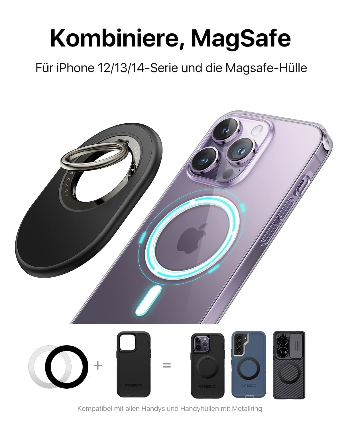 andobil Magnet Handy Ring Halterung für MagSafe [Stärkste