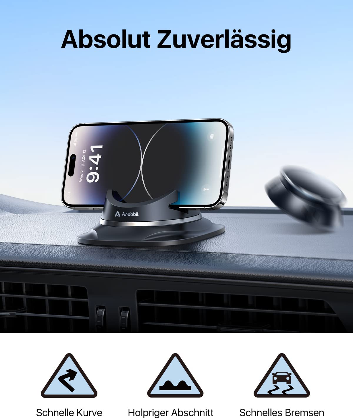 andobil Handyhalterung Auto [ 2024 Neueste Saugnapf ] 3 in 1